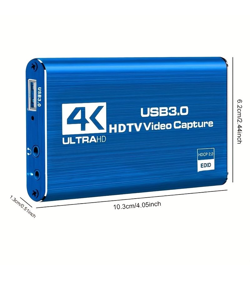 بطاقة التقاط فيديو 4K Ultra HD 60Hz USB 3.0 مسجل فيديو عالي الدقة 1080P 60 إطارًا في الثانية متوافقة مع بث الألعاب المباشر و OBS ذهبي - Image 2