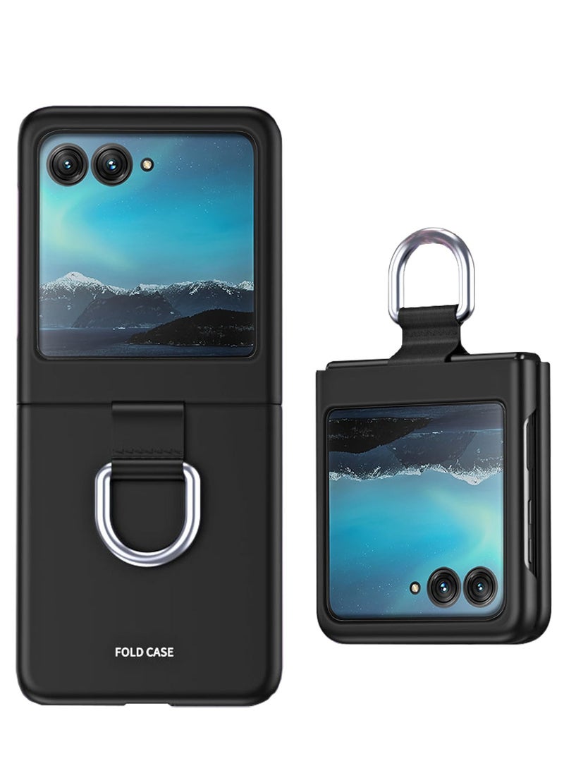 O Ozone Case for Samsung Galaxy Z Flip5 5G Cover with Ring Holder Hard PC Phone Case Shock-proof Anti-scratch Protective Phone Bumper Cover - Black  - Image 1
