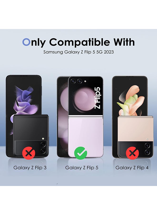 O Ozone Case for Samsung Galaxy Z Flip5 5G Cover with Ring Holder Hard PC Phone Case Shock-proof Anti-scratch Protective Phone Bumper Cover - Black  - Image 3