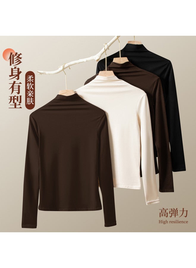 Modal Women'S Autumn Winter Half-Turtle Neck Base Layer Shirt 2025 New Long Sleeve Knitted Sweater Slim-Fitting Top - Image 4