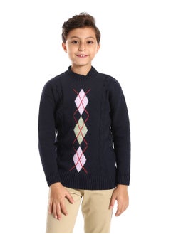 Wool Boys Pullover With Multi Design
