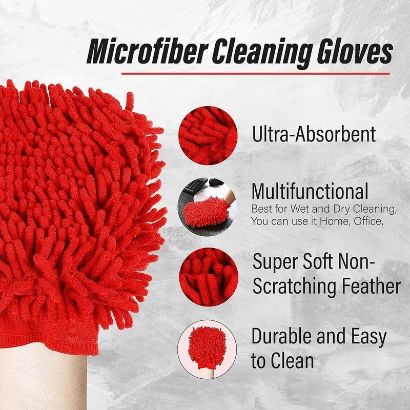 Microfiber Car Cleaning Glove – Premium Chenille Microfiber Car Wash Mitt, Scratch Free Cleaning Mitt, Ultra Absorbent Car Wash Sponge for Cars, Trucks, SUVs and Motorcycles - Image 3
