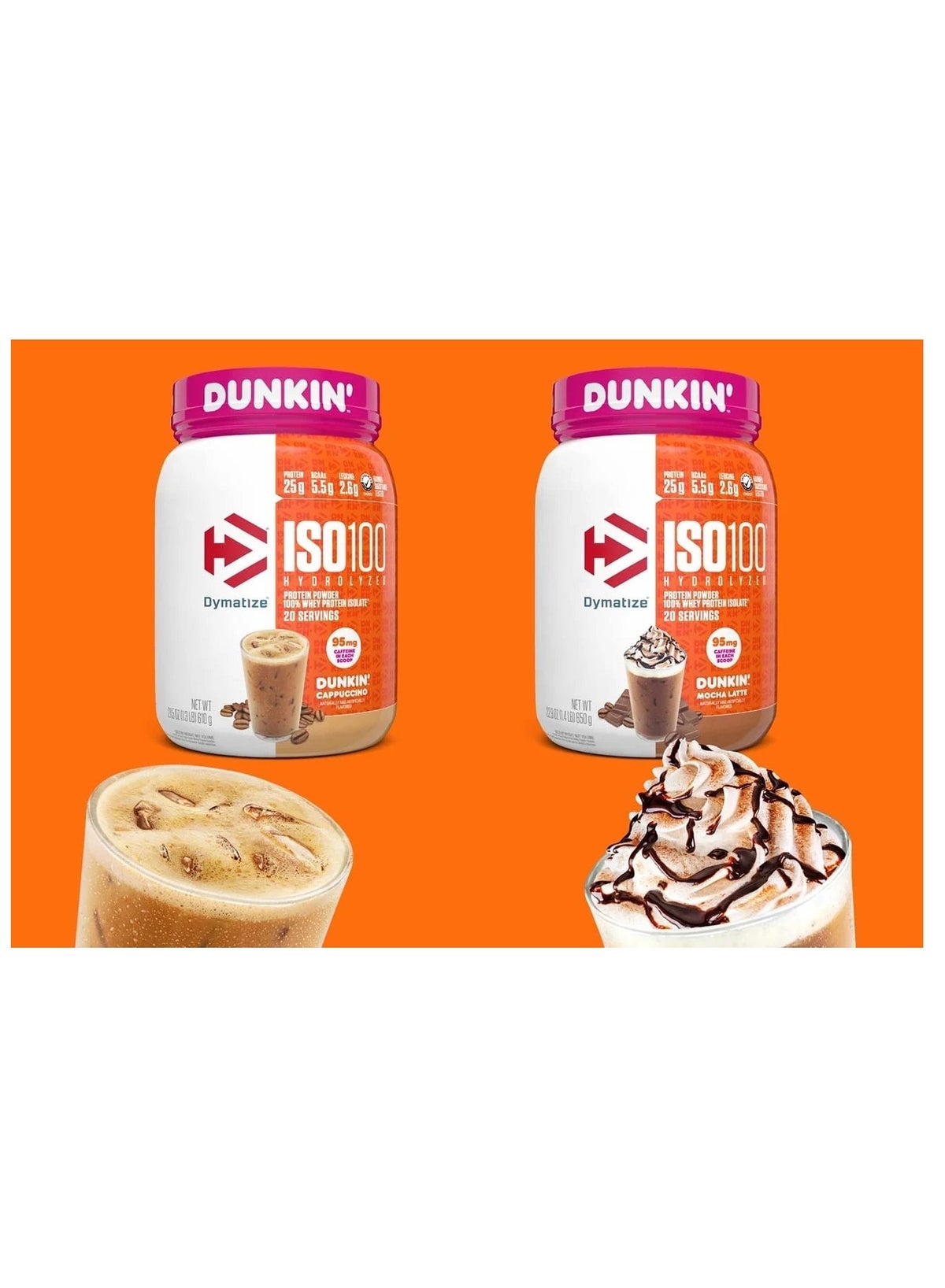 Iso100 Whey Protein Isolate 20 Servings Dunkin Mocha Latte 660 G
