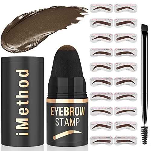iMethod Eyebrow Stamp and Eyebrow Stencil Kit - Eyebrow Stamping Kit for Perfect Eyebrow Makeup, Eyebrow Pomade, 20 Eye brow Shaping Kit, Easy to Use, Long-Lasting, Brown - Image 1