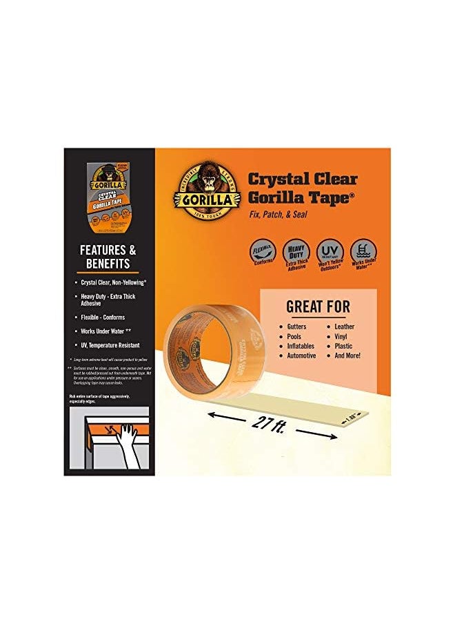 Gorilla - Gorilla Crystal Clear Repair Duct Tape, 1.88” X 27ft, Clear, (Pack Of 1) - Image 1