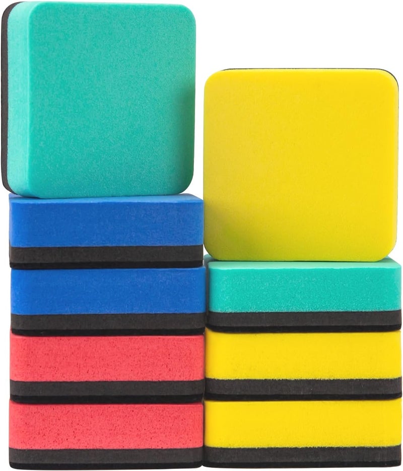 اولكيلا عبوة من 12 ممحاة سبورة بيضاء للأطفال والكبار، قابلة للغسل وإعادة الاستخدام، ممحاة سبورة بيضاء مغناطيسية لتنظيف أقلام التحديد القابلة للمسح الجاف على السبورة البيضاء المغناطيسية الناعمة، والسبورة البيضاء الزجاجية، والسبورة القابلة للمسح الجاف - Image 1