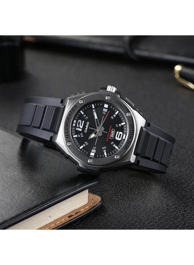 Casio MWA-100H-1AVDF Men’s Analog Watch – Black Dial, Black Resin Band, Sporty & Durable Design - Image 2