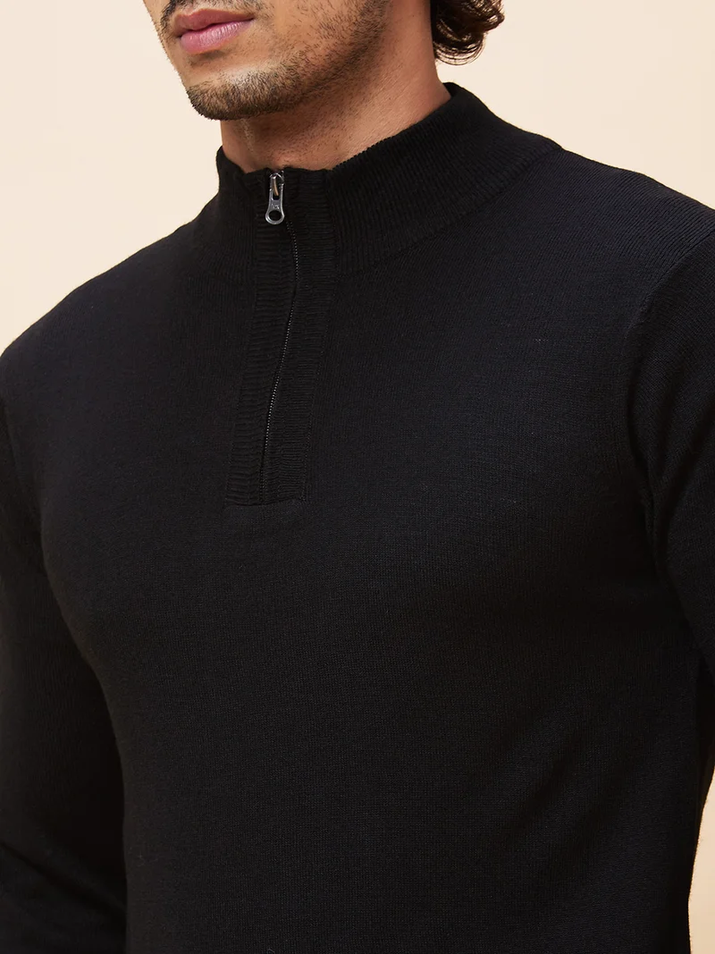 globus Globus Men Black Solid Casual Pullover Sweater