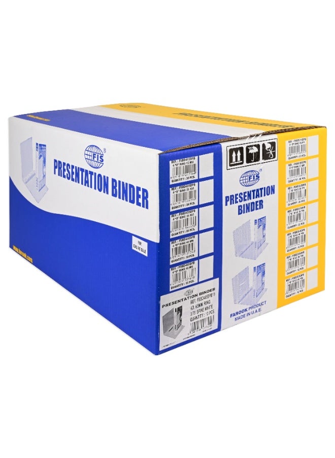 FIS Presentation Binder A4 4D 65mm Ring, 3.75 Inches Spine, Color White, Box of 10 Pieces - FSBD465DPB10  - Image 2