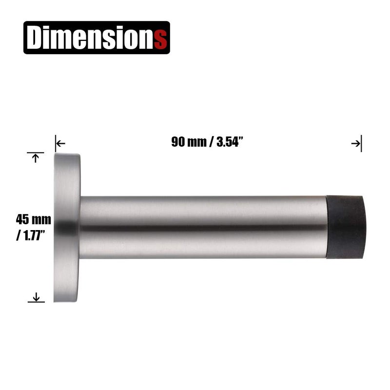 JQK Door Stopper, 304 Stainless Steel Thicken 1mm Sound Dampening Door Stop Bumper Wall Protetor 2 Pack, Brushed, DSB5-WN-P2 - Image 2