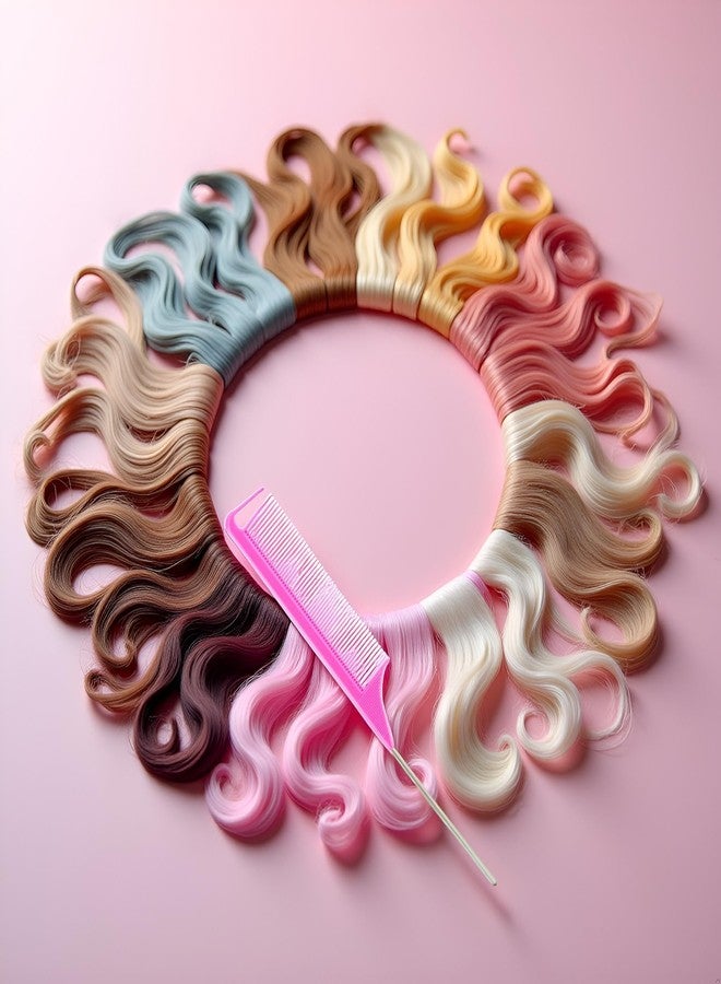 Sluswallow 1Pc Pink Hair Tail Combs Pin Parting Comb, Carbon Fibre Metal-Pin Rat Tail Comb Hair Styling Tool For Salon Braiding, Styling Tools and Appliances - Image 2
