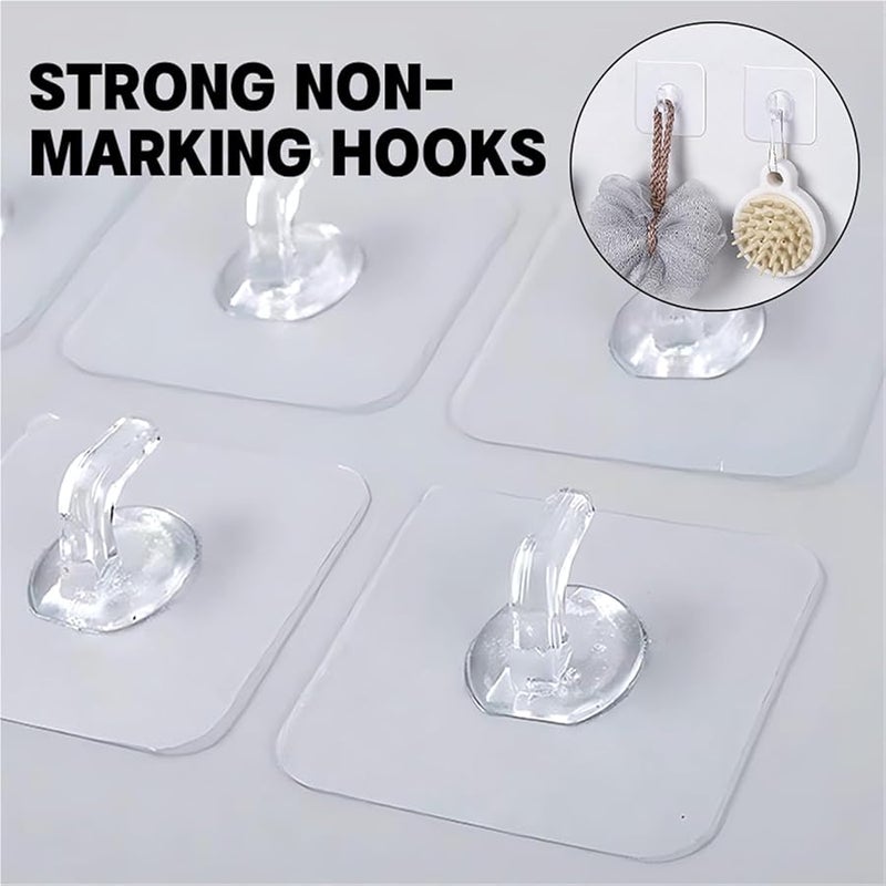 30PCS Transparent Self Adhesive Hooks No Trace Sticky Wall Hooks Heavy Duty Kitchen Bathroom Organizer - Image 3
