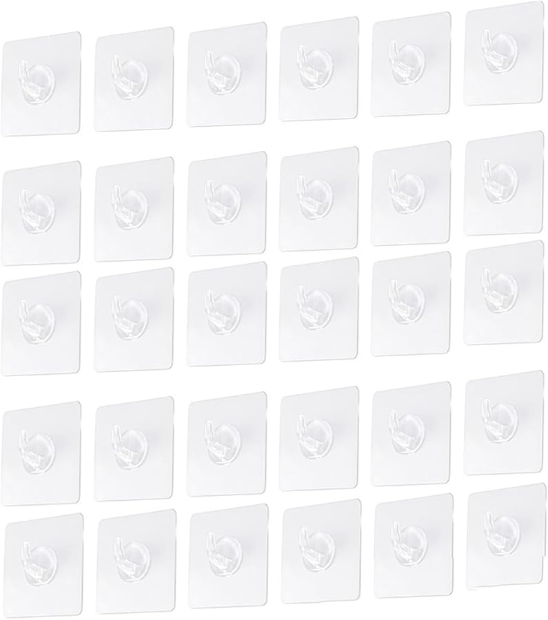 30PCS Transparent Self Adhesive Hooks No Trace Sticky Wall Hooks Heavy Duty Kitchen Bathroom Organizer - Image 2