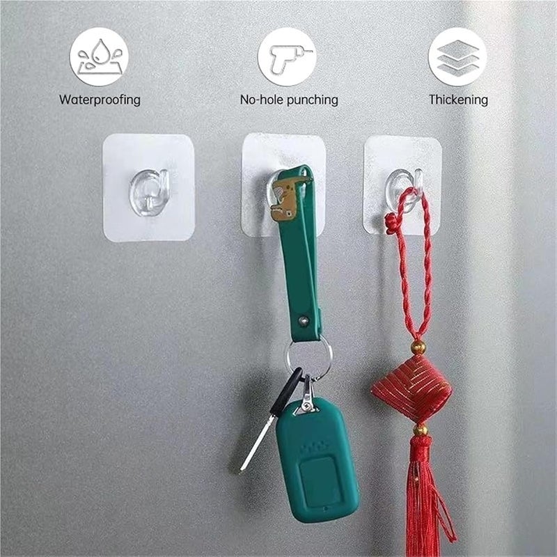 30PCS Transparent Self Adhesive Hooks No Trace Sticky Wall Hooks Heavy Duty Kitchen Bathroom Organizer - Image 5