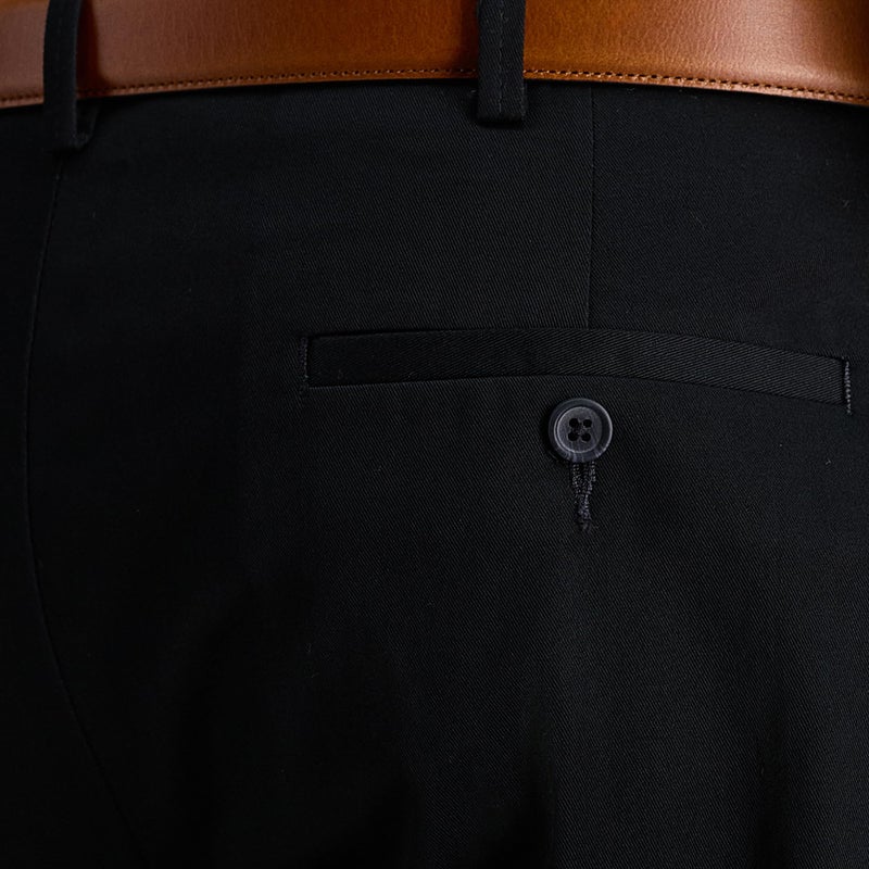 Haggar mens Premium No Iron Khaki Classic Fit Expandable Waist Flat Front dress pants, Black, 36W x 32L US - Image 3