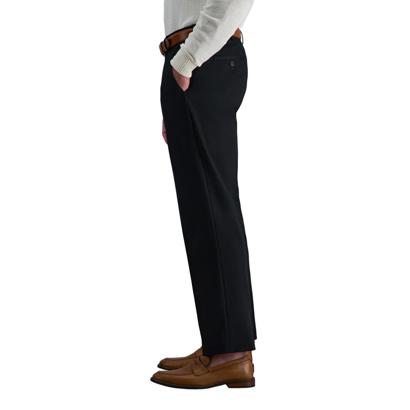 Haggar mens Premium No Iron Khaki Classic Fit Expandable Waist Flat Front dress pants, Black, 36W x 32L US - Image 2