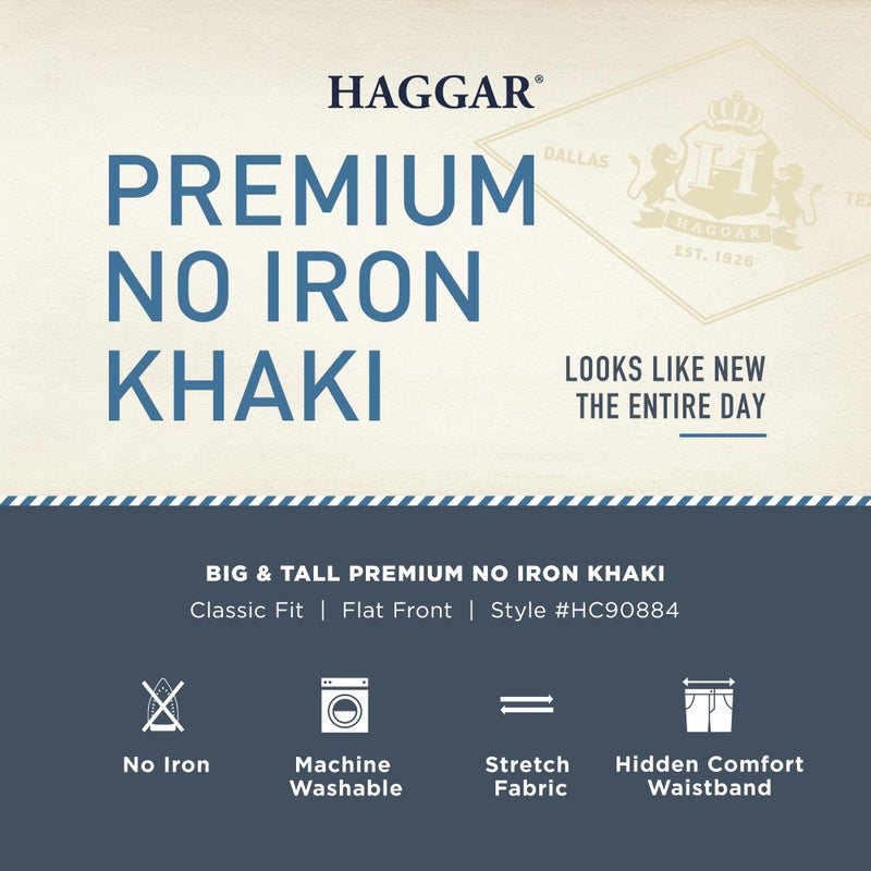 Haggar mens Premium No Iron Khaki Classic Fit Expandable Waist Flat Front dress pants, Black, 36W x 32L US - Image 5