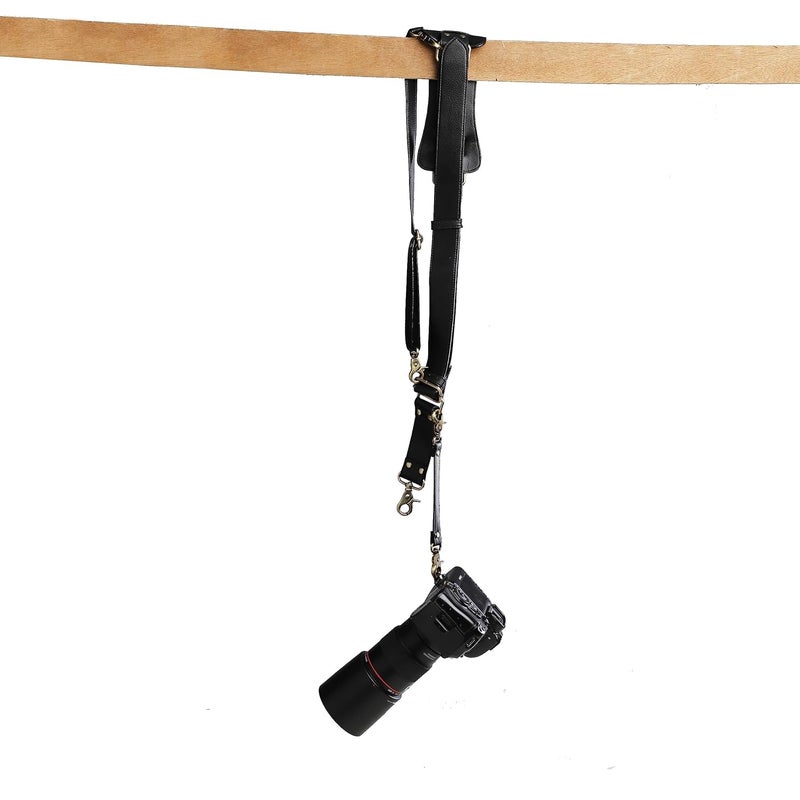 MVPRO Leather Dual Camera Strap with Snap Shackle Hooks | Perfect Double Camera Belt - Image 1