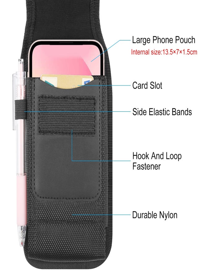 HAWEEL Multifunctional Cell Phone Pouch Waterproof Nylon Belt Holster Case with Card Slot Mobile Phone Waist Bag Compatible with Most Smartphones - Image 2