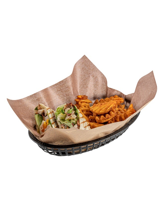 Restaurantware 10.1 x 6.8 x 2 Inch Fast Food Baskets, 100 Oval Deli Baskets, Microwavable, Dishwashable, Black Plastic Serving Baskets, For Burgers, Fries, Sandwiches, And More - Image 2