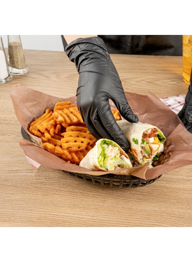 Restaurantware 10.1 x 6.8 x 2 Inch Fast Food Baskets, 100 Oval Deli Baskets, Microwavable, Dishwashable, Black Plastic Serving Baskets, For Burgers, Fries, Sandwiches, And More - Image 5