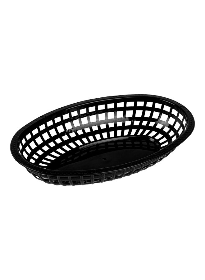 Restaurantware 10.1 x 6.8 x 2 Inch Fast Food Baskets, 100 Oval Deli Baskets, Microwavable, Dishwashable, Black Plastic Serving Baskets, For Burgers, Fries, Sandwiches, And More - Image 1