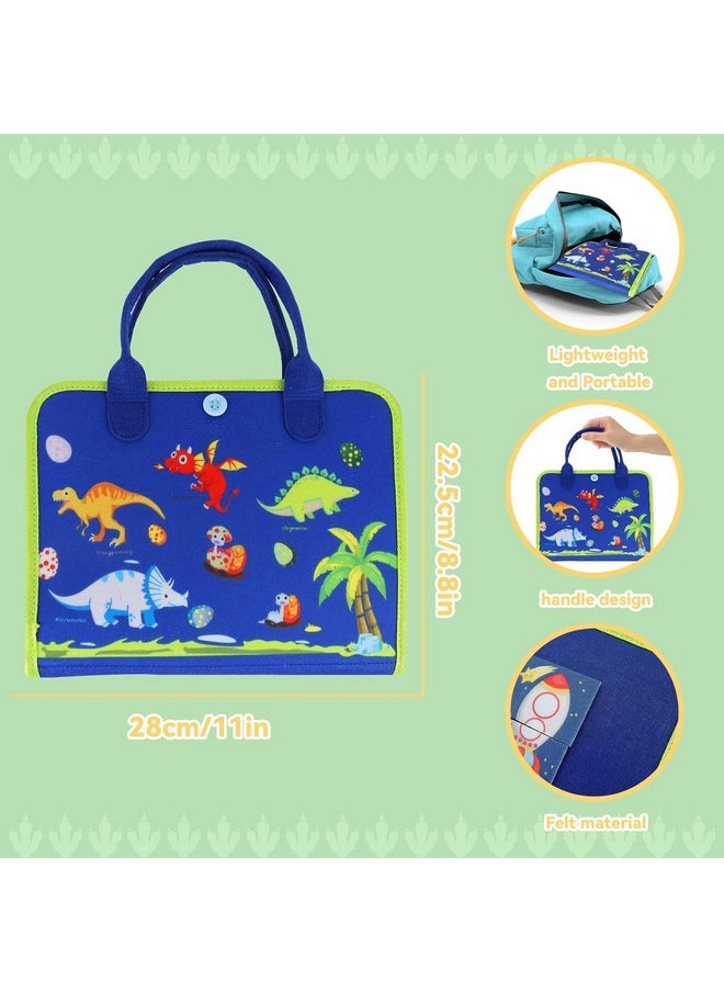 KolorFish - KolorFish Busy Board for Toddlers,Montessori Toys for Boys Girls 1 2 3 Year Old,Early Educational Activity Baby Sensory Toy,Autism Busy Book Travel Toys for Kids 3 4 5 6 7 Year Old (Dinosaur Blue) - Image 1