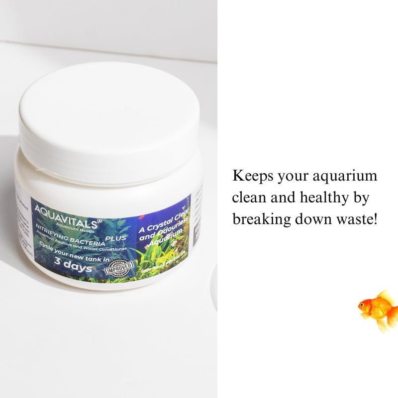 AQUAVITALS بكتيريا نيتريفية - مكيف أحواض السمك - لأحواض سمك نظيفة وخالية من الروائح (5 جرام (عبوة من 3)) - Image 1