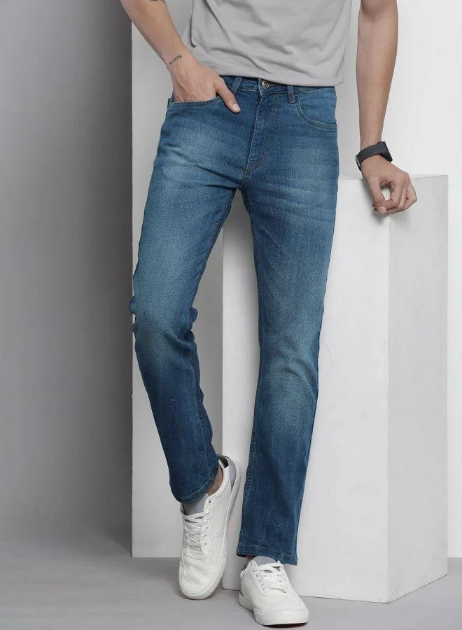 Men Slim Straight Fit Solid Mid-Rise Stretchable Jeans