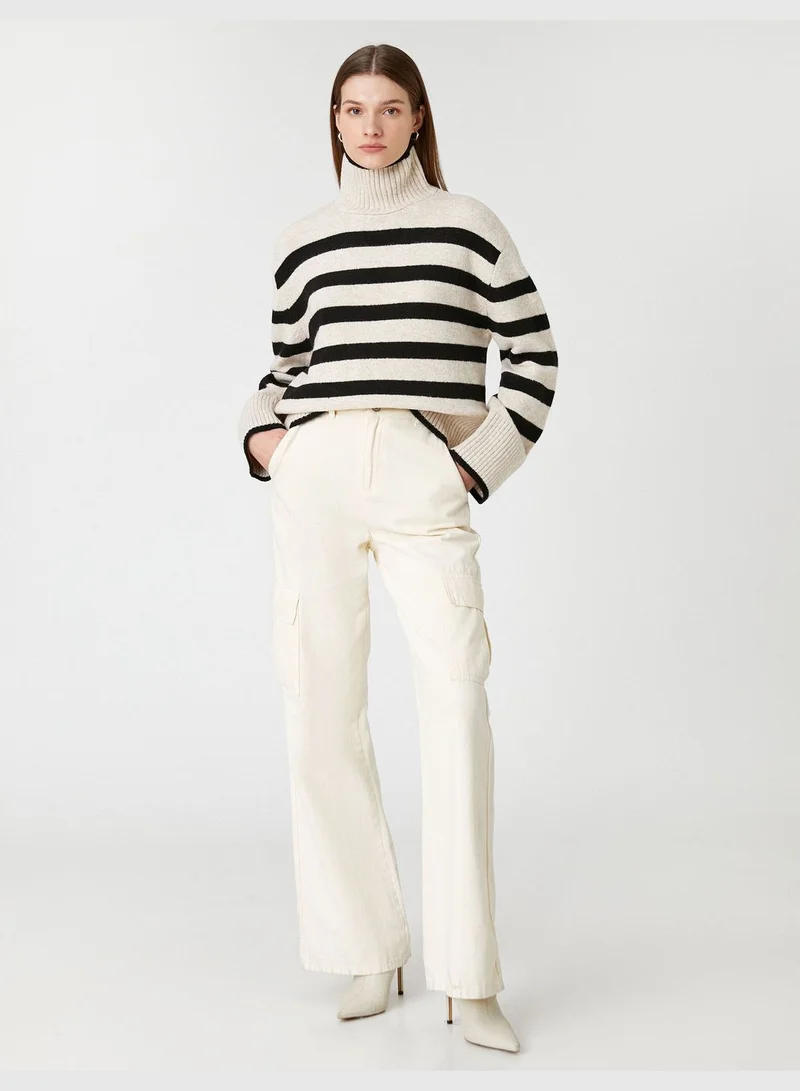 KOTON Oversized Crop Turtleneck Sweater