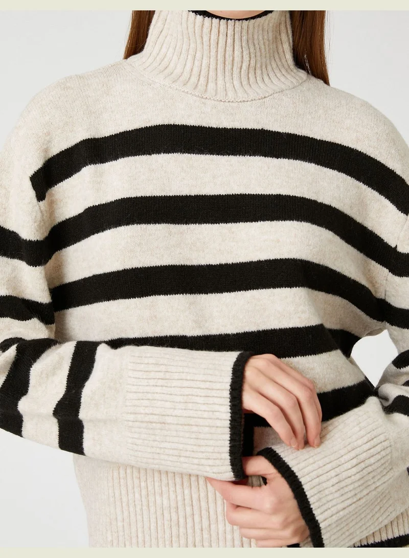 KOTON Oversized Crop Turtleneck Sweater