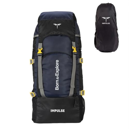 Impulse 5 Compartment Rucksack Bag 60 Litres Travel Bag For Travel Backpack For Hiking Trekking Tourist Bag For Men Camping Keep Discovering Light Blue With 1 Year Warranty - Image 1