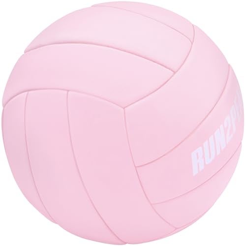 RUN2PEAK Soft Pink Volleyball Ball for Indoor Outdoor Beach Pool Game Play Volley Balls for Adult Team Beginners PU Training Practice Volley Ball Official Size 5 All Pink - Image 3