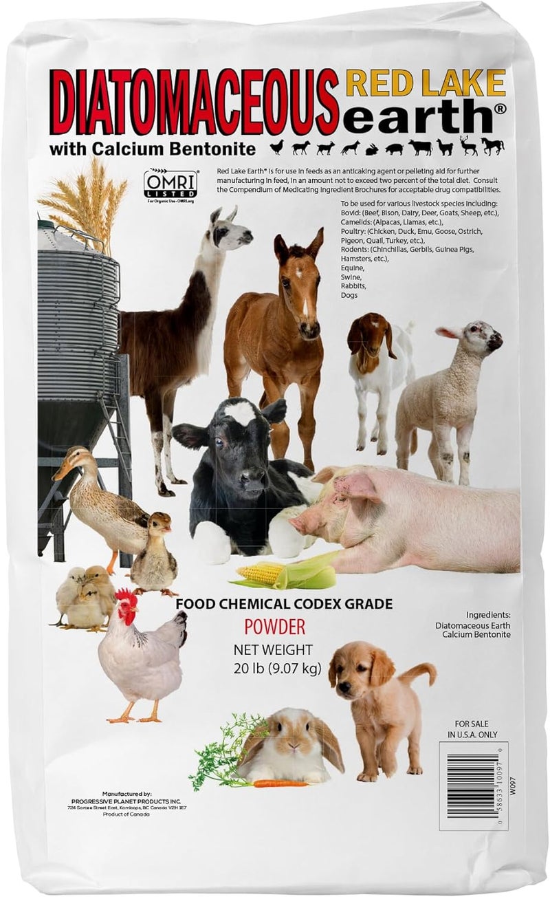 Progressive Planet Red Lake Earth Animal Feed Additive, 20lbs - Natural Diatomaceous Earth with Calcium Bentonite for Poultry & Livestock - Prevents Caking, Improves Feed Flow & Maintains Fresh Feed - Image 1