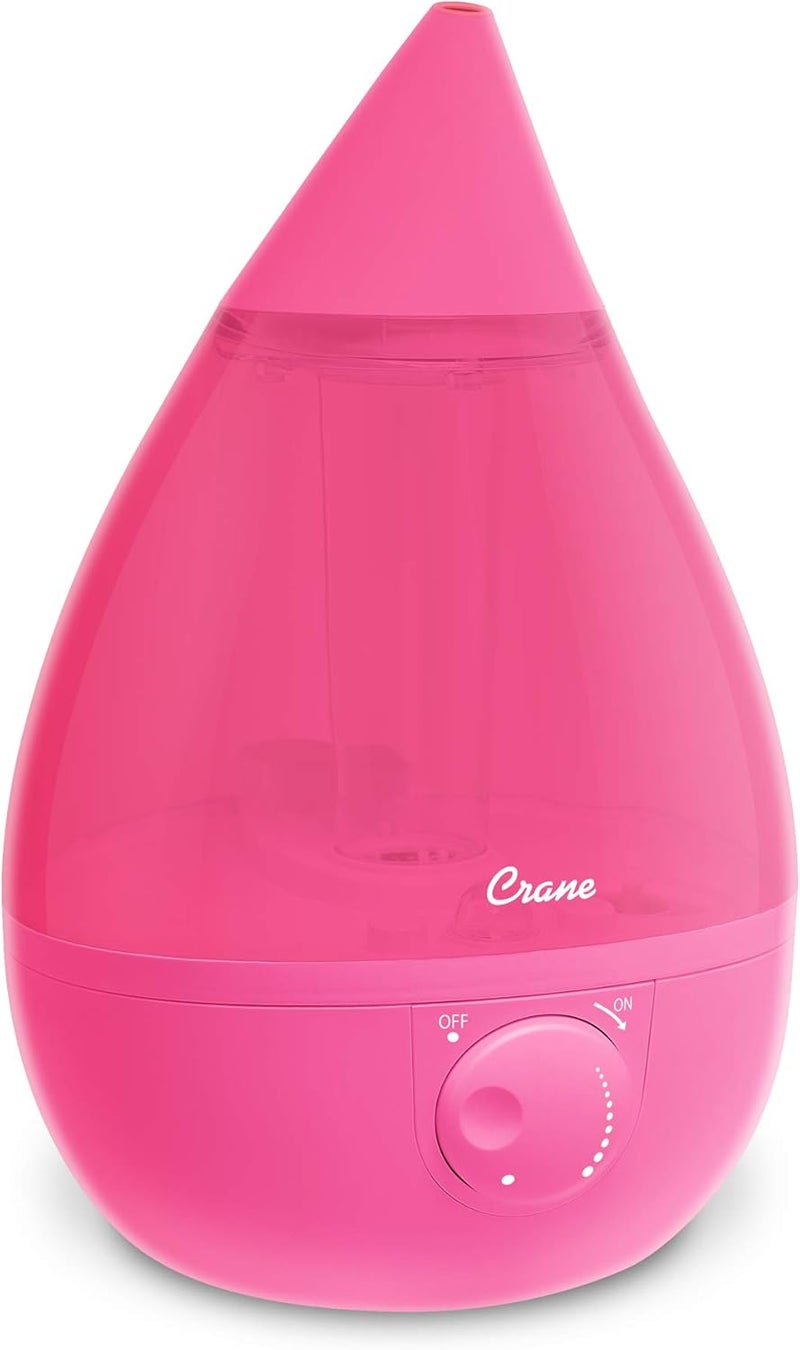 Crane Ultrasonic Humidifiers for Bedroom and Office, 1 Gallon Cool Mist Air Humidifier for Large Room and Home, Humidifier Filters Optional, Pink - Image 1
