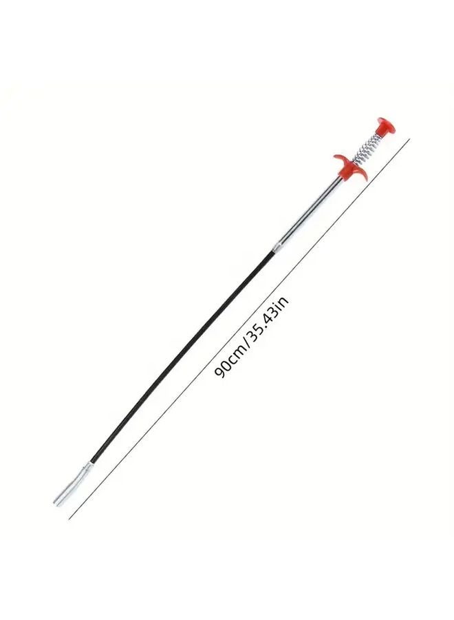 35.4 بوصة ثعبان تصريف يدوي متين قضيب فولاذي غير قابل للصدأ مرن 4 قابض مخالب - Image 1