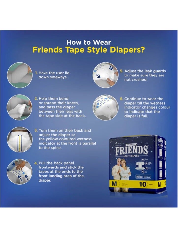 Friends Overnight Adult Diapers Tape Style - 10 Count (Extra Large) with odour lock, Unisex, Leakproof and Anti-Bacterial Absorbent Core - Waist Size 42 - 68 inch; 12.92 - 172.72 cm - Image 5