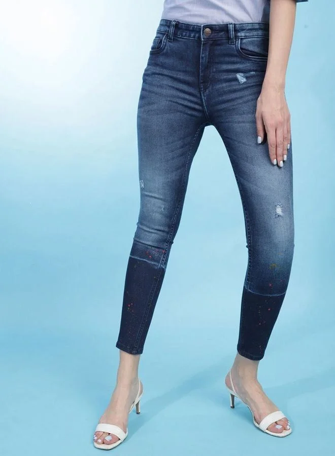 Women Slim Fit Colourblocked Mid Rise Jeans