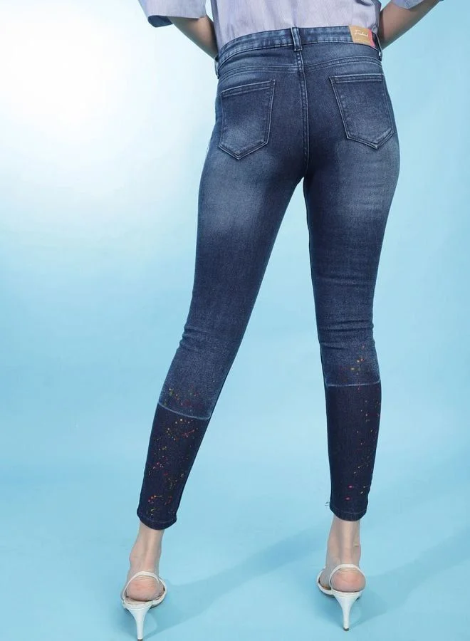 Freehand  Women Slim Fit Colourblocked Mid Rise Jeans  | Best Price UAE