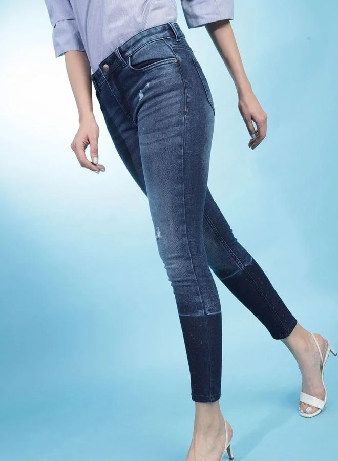 Freehand  Women Slim Fit Colourblocked Mid Rise Jeans  | Best Price UAE