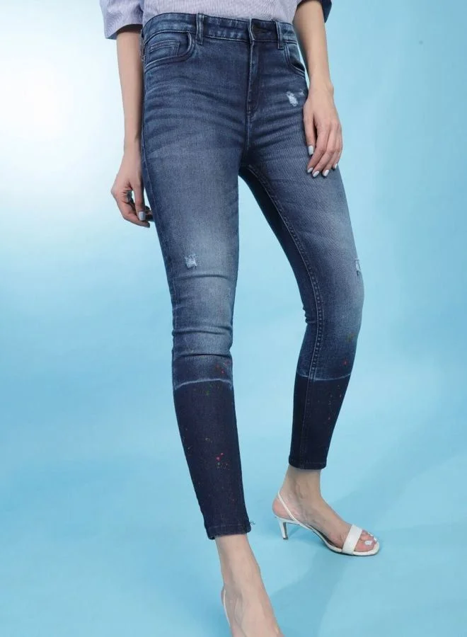 Freehand  Women Slim Fit Colourblocked Mid Rise Jeans  | Best Price UAE