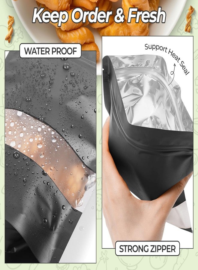 Funfery 100 Pcs Black 4x6 Smell Proof Packaging Bags,Mylar Clear Bags for Food Storage,Sealable Bag for Packaging,Stand Up Pouches with Window,ReSealable Bag for Small Business,Cookies,Candy - Image 3