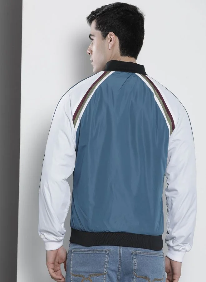 ذا انديان كراج كو The Indian Garage Co Men Slim Fit Colour Blocked Round Neck Long Sleeves Jacket