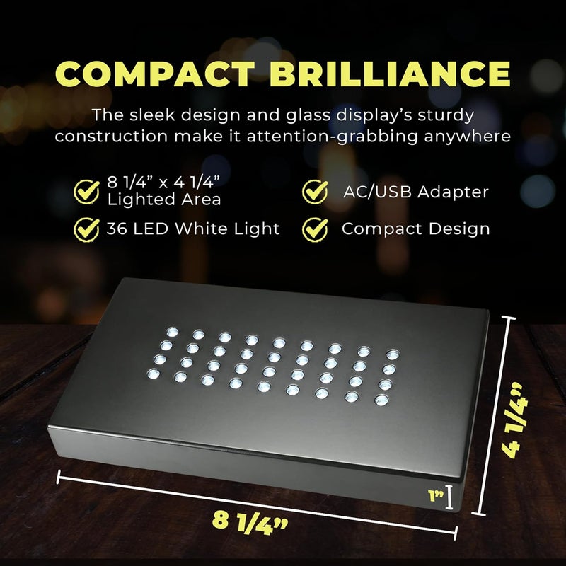 ASENTE 36 White-Light LED Lighted Base for Glass Art - Crystal Display, Lighted Acrylic Base, Glass Vase for Centerpiece Stand, Matte Black - Image 2