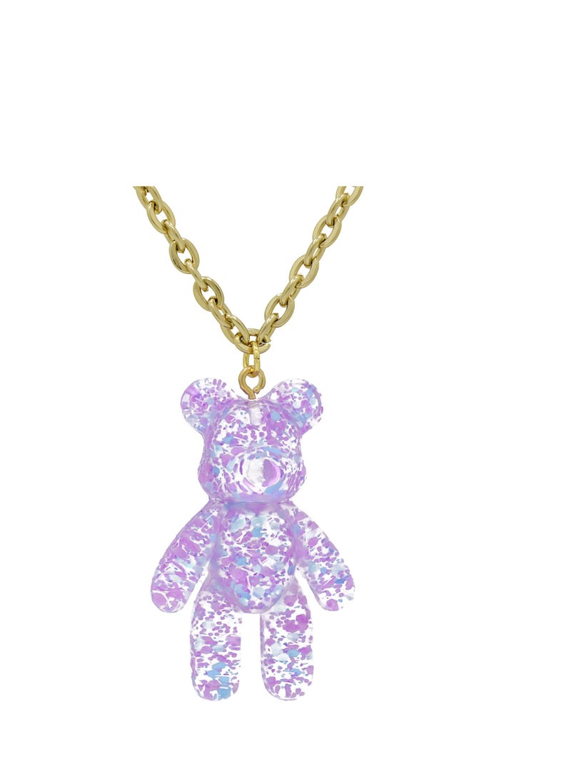 Fashionbox Teddy Bear Violet Necklace