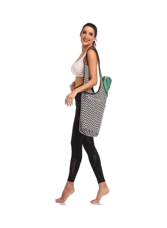 NIBEMINENT Yoga Mat Bag Canvas Shoulder Bags Vintage Printed Zipper Pocket White 25.00*3.00*24.00cm - Image 2