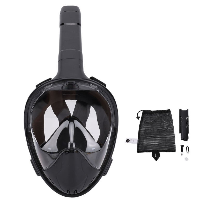 Seafard Snorkel Face Cover 180 Degree Panoramic View Anti Fog Splashproof Silicone Full Dry Breathing Snorkeling Face Guard Black L/XL - Image 1