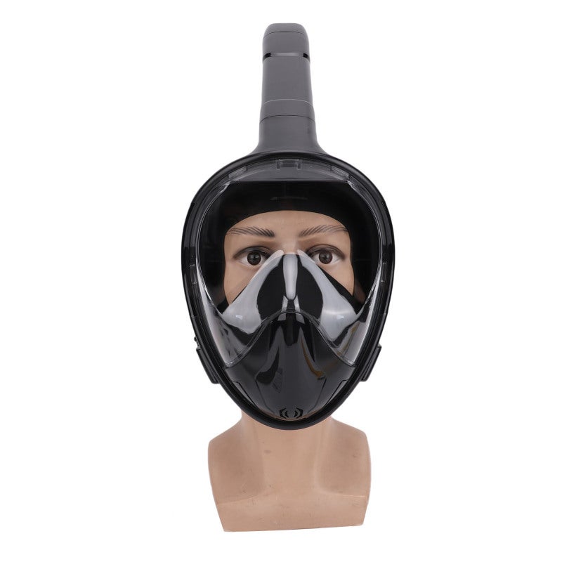 Seafard Snorkel Face Cover 180 Degree Panoramic View Anti Fog Splashproof Silicone Full Dry Breathing Snorkeling Face Guard Black L/XL - Image 3