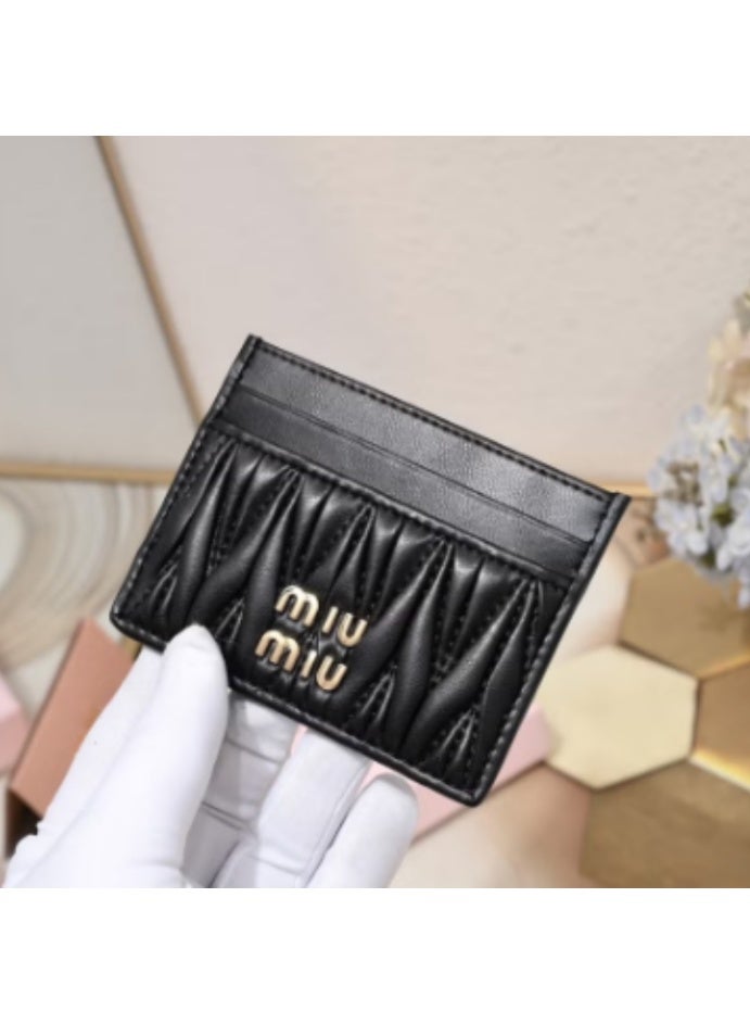 Miu Miu MiuMiu pleated thin lambskin multi-card slot small card holder coin purse - Image 2
