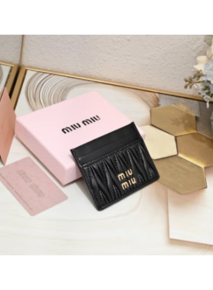 Miu Miu MiuMiu pleated thin lambskin multi-card slot small card holder coin purse - Image 1
